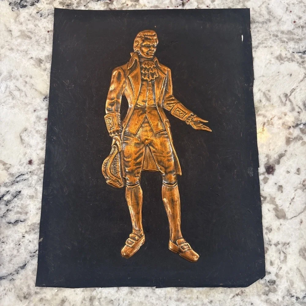 5 VINTAGE Embossed Hammered Copper Victorian Lady And Gentlemen Deer Unframed